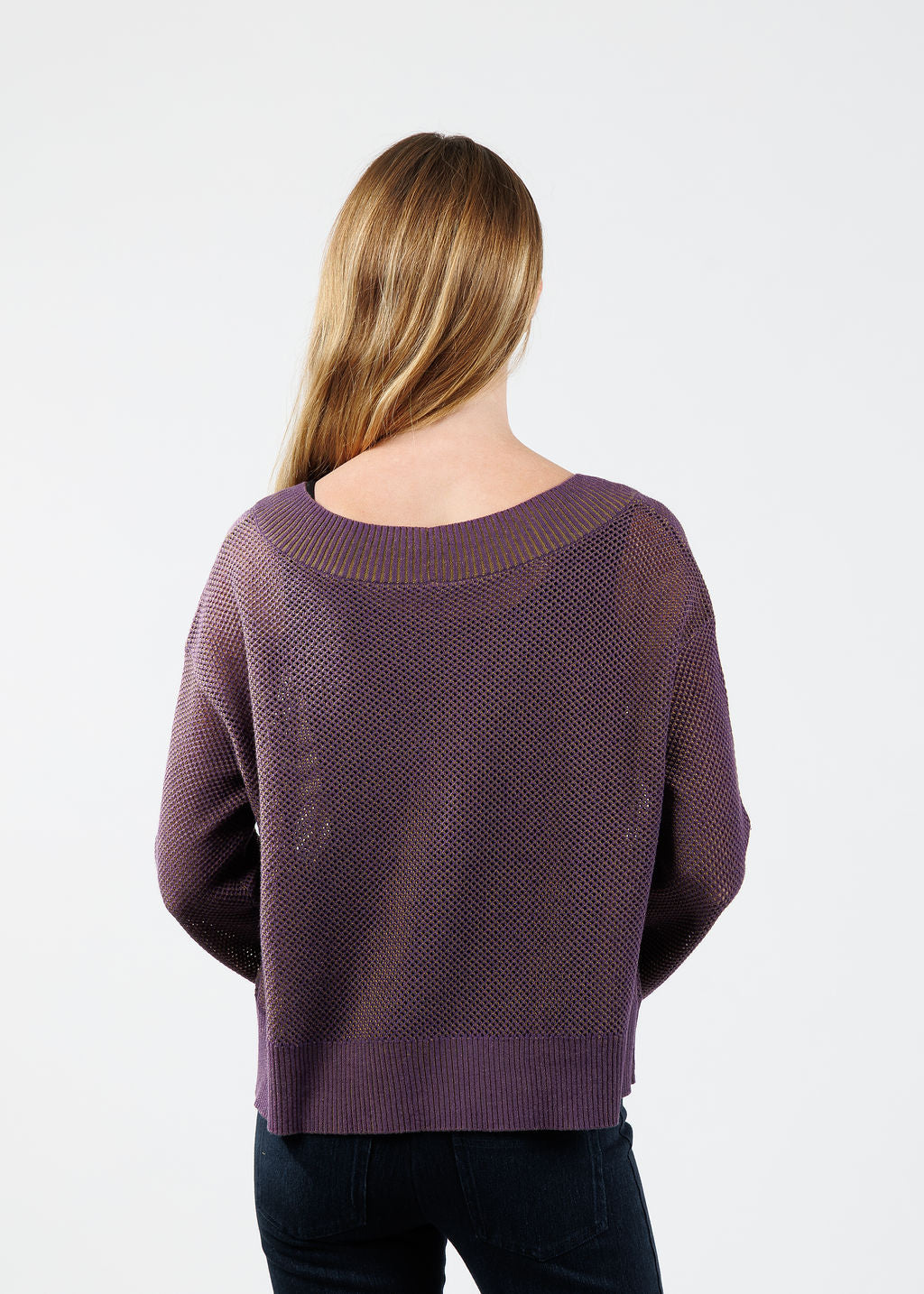 Olivia by Habitat Reversible Mesh Stitch Go To Topper in Violet available at Barbara Katz