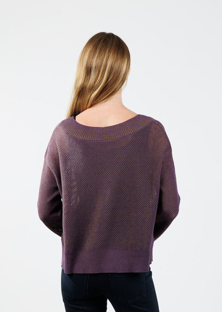 Olivia by Habitat Reversible Mesh Stitch Go To Topper in Violet available at Barbara Katz
