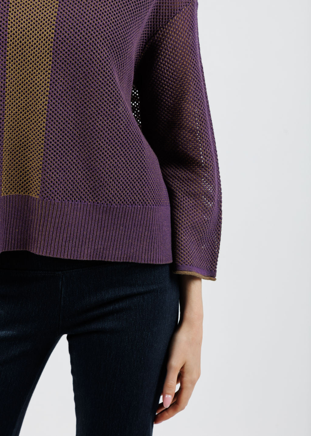 Olivia by Habitat Reversible Mesh Stitch Go To Topper in Violet available at Barbara Katz