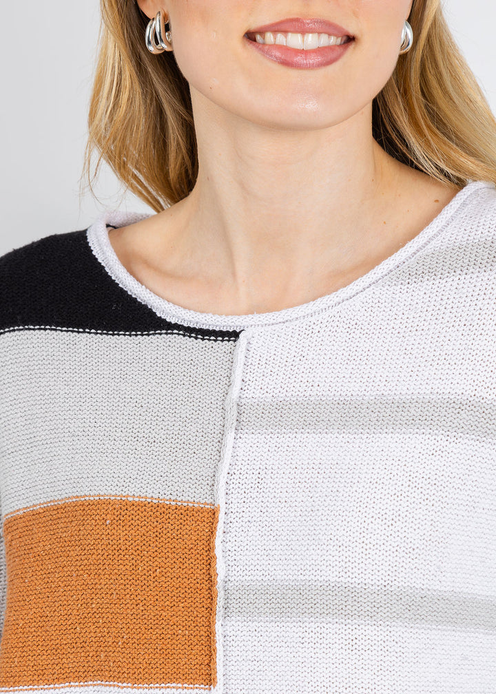 Olivia by Habitat Split Stripes Sweater in Black available at Barbara Katz