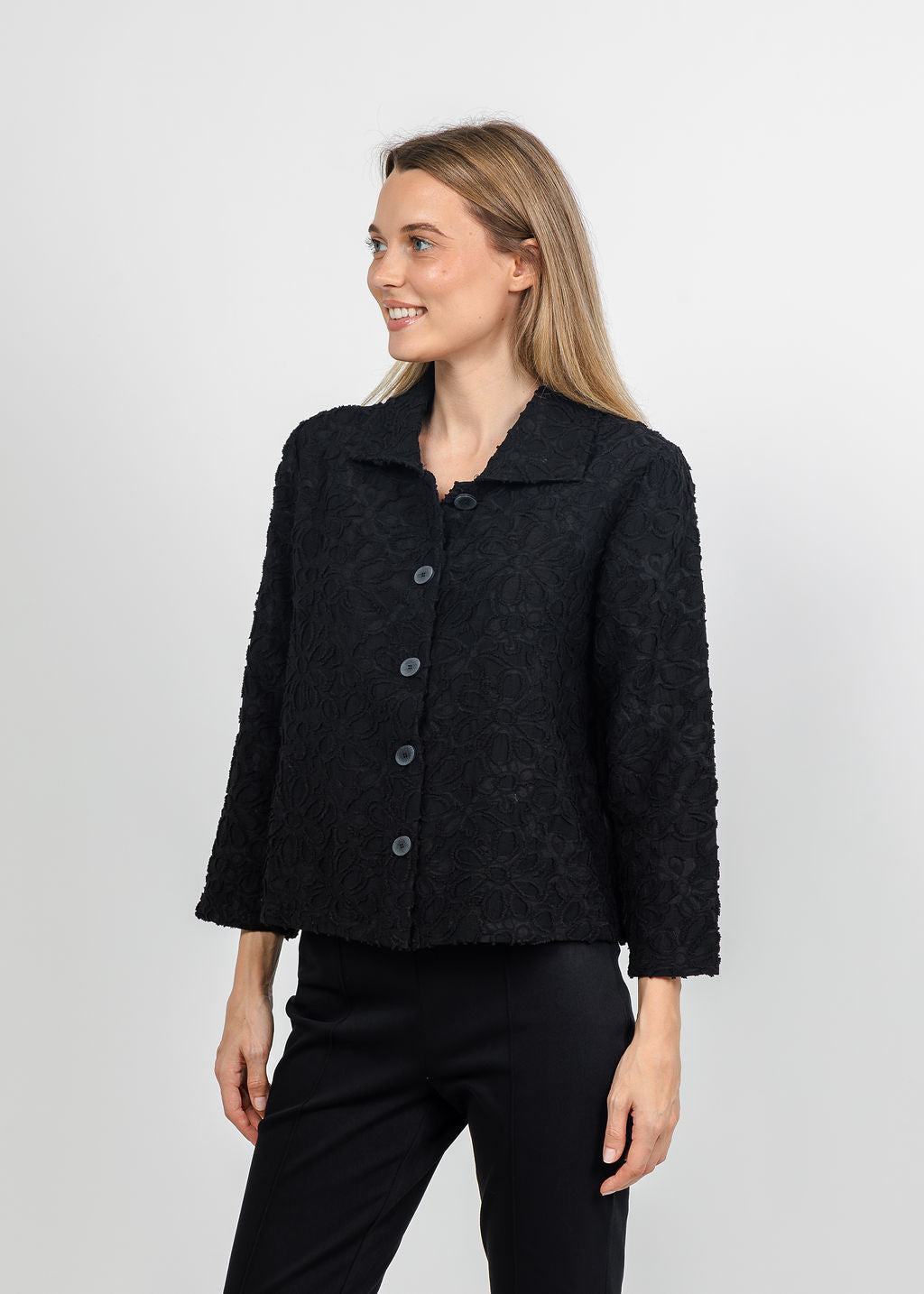 Olivia by Habitat Urban Petal Jacket in Black available at Barbara Katz