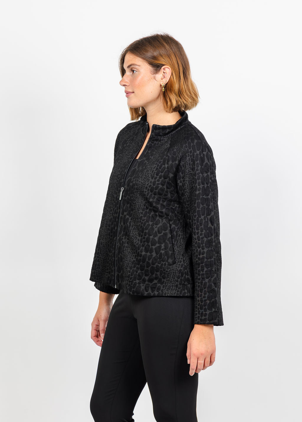 Olivia by Habitat Wild at Heart Raglan Jacket in Black available at Barbara Katz
