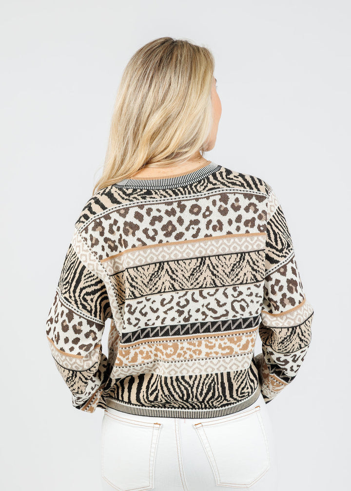 Oui Animal Print Long Sleeve Sweater available at Barbara Katz