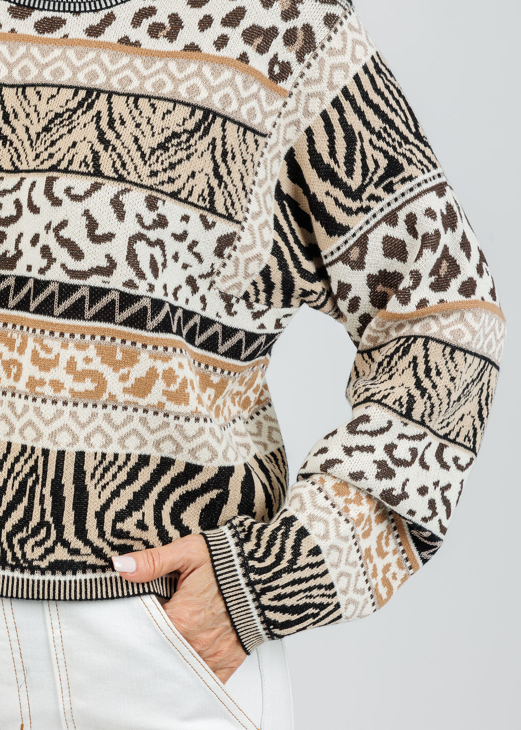 Oui Animal Print Sweater available at Barbara Katz