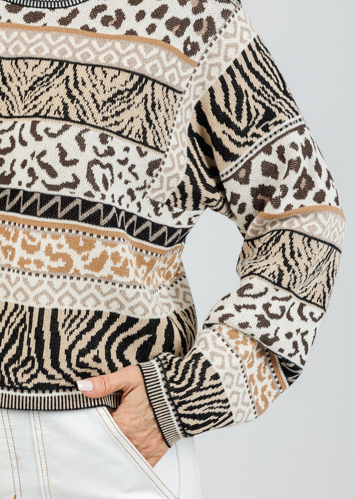 Oui Animal Print Sweater available at Barbara Katz