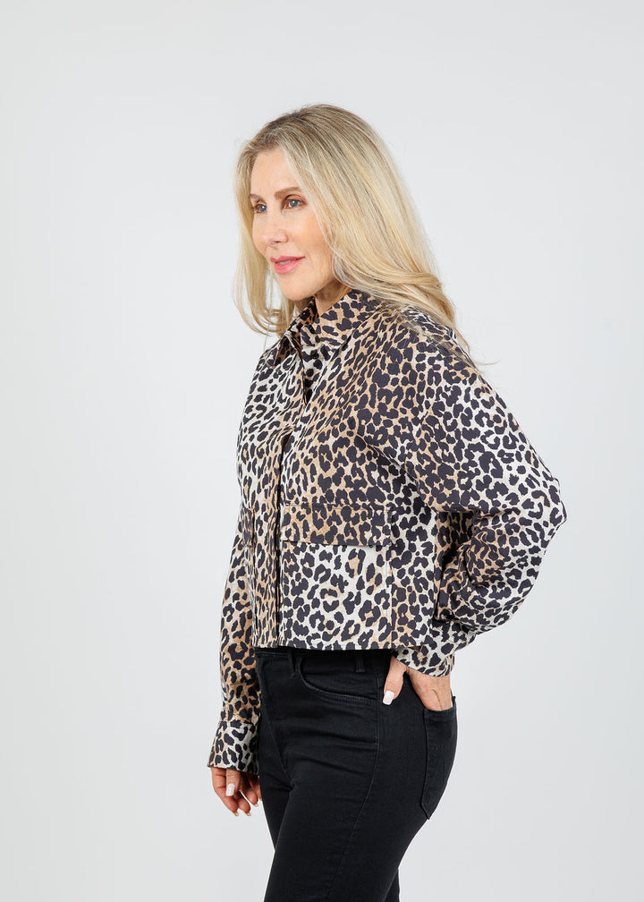 Oui Leopard Crop Blouse available at Barbara Katz