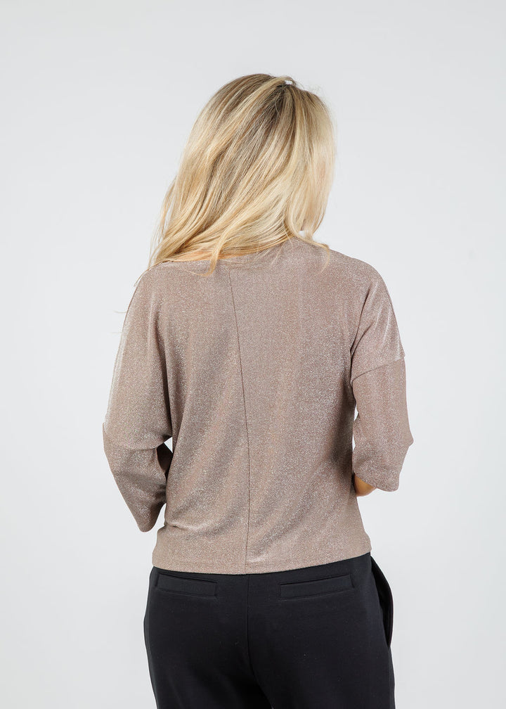 Oui Lurex Tie Top in Salty Caramel available at Barbara Katz