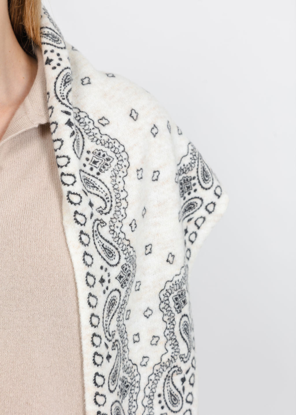 Oui Bandana Triangle Scarf in Off White available at Barbara Katz