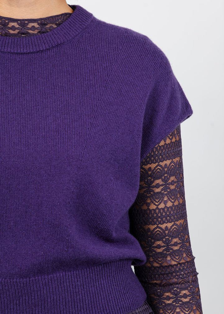 Oui Cap Sleeve Sweater in Ultra Violet available at Barbara Katz
