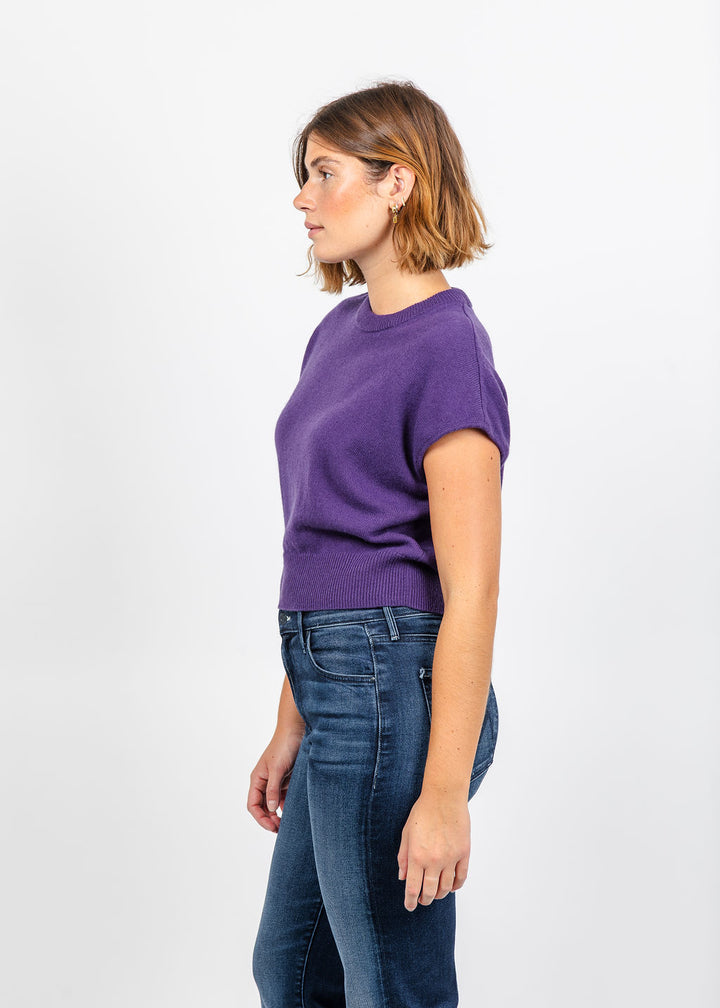 Oui Cap Sleeve Sweater in Ultra Violet available at Barbara Katz