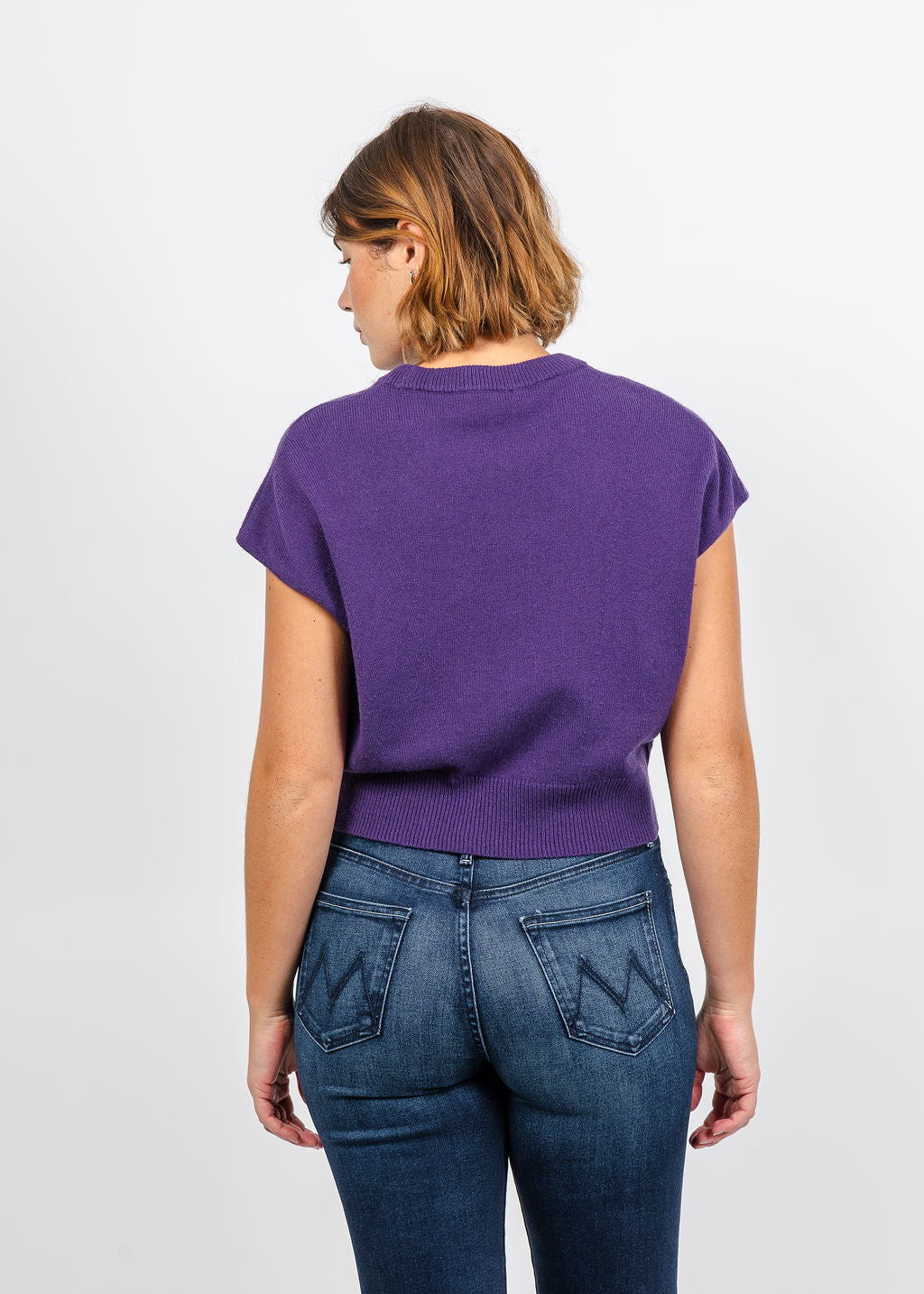 Oui Cap Sleeve Sweater in Ultra Violet available at Barbara Katz