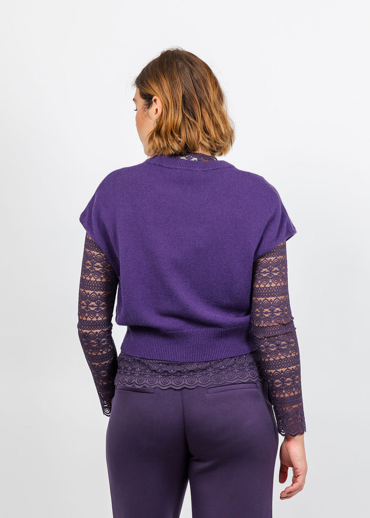 Oui Cap Sleeve Sweater in Ultra Violet available at Barbara Katz