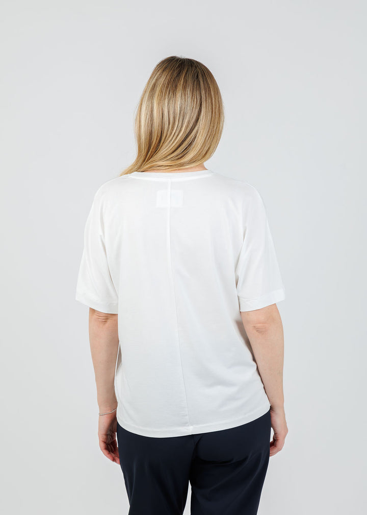 Oui Cloud Dancer Top in White/Multi available at Barbara Katz