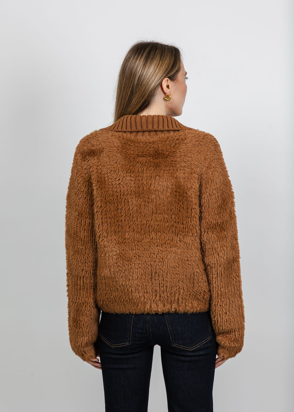 Oui Cozy Button Jacket in Light Rosewood available at Barbara Katz