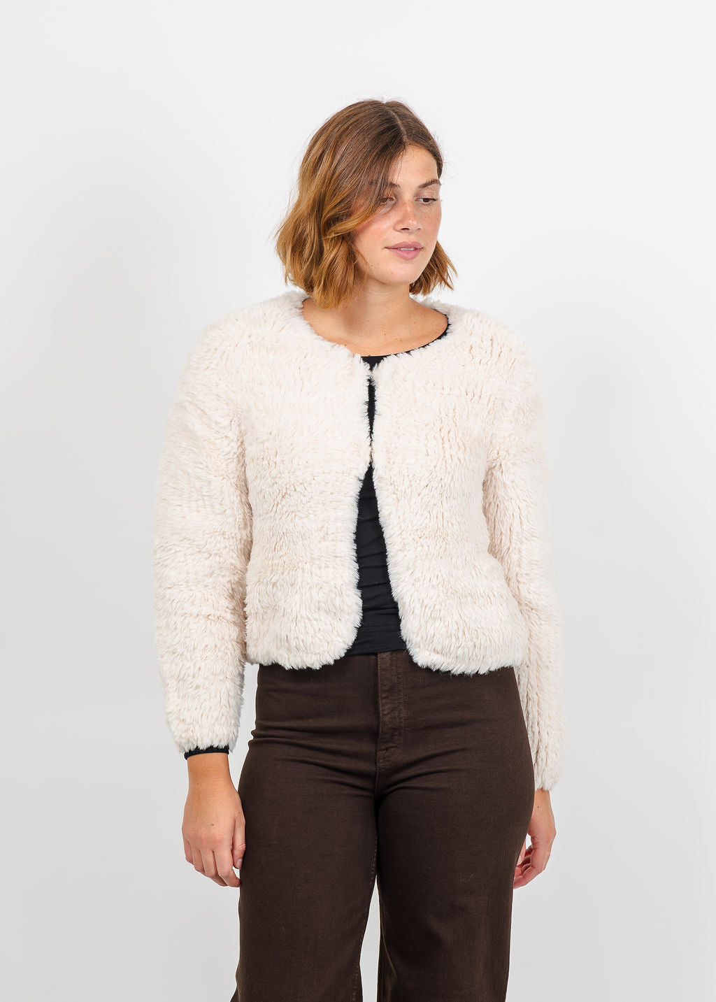 Oui Cozy Jacket in Whitecap Grey available at Barbara Katz