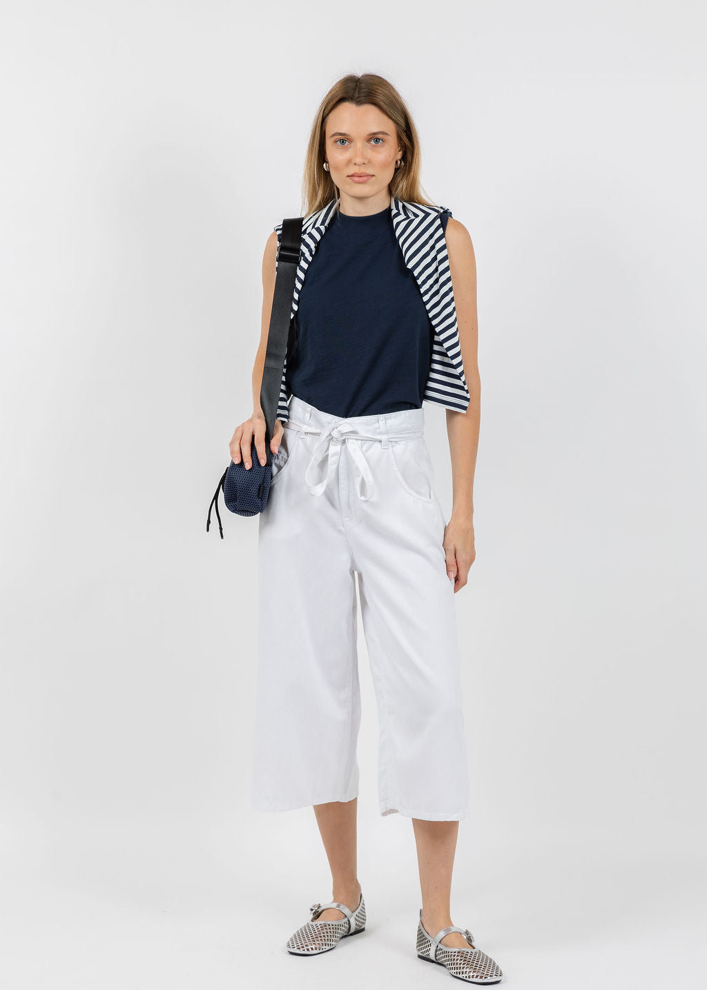 Oui Crop Wide Leg Pants - Optic White – Barbara Katz