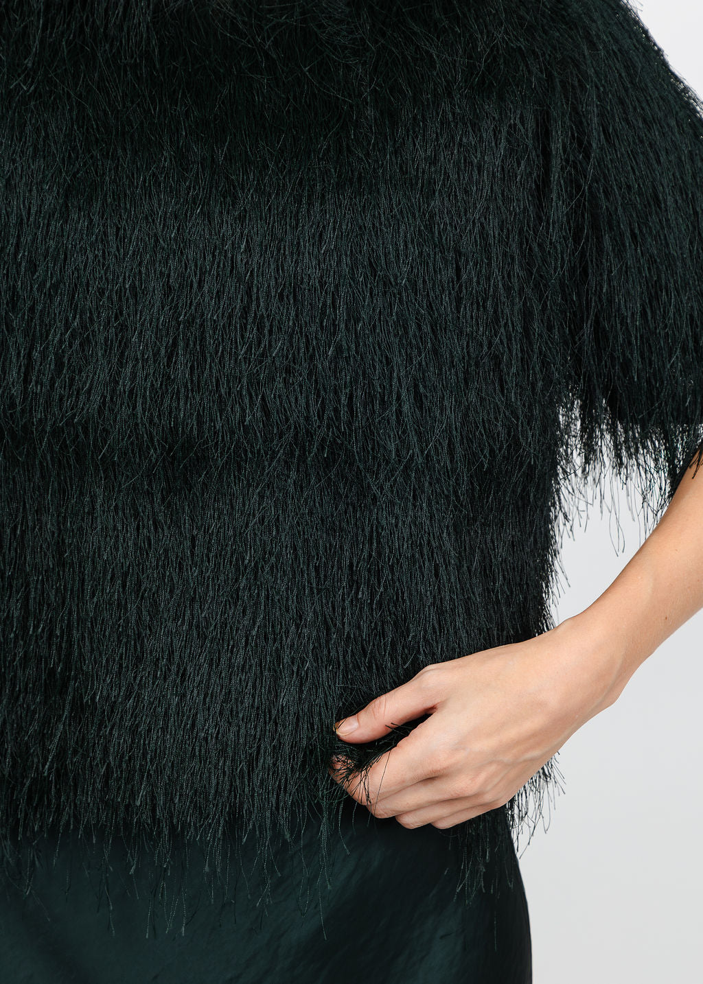 Oui Fringe Top in Scarab available at Barbara Katz