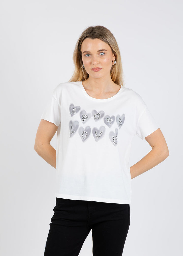 Oui Heart Adore Tee in Cloud Dancer available at Barbara Katz