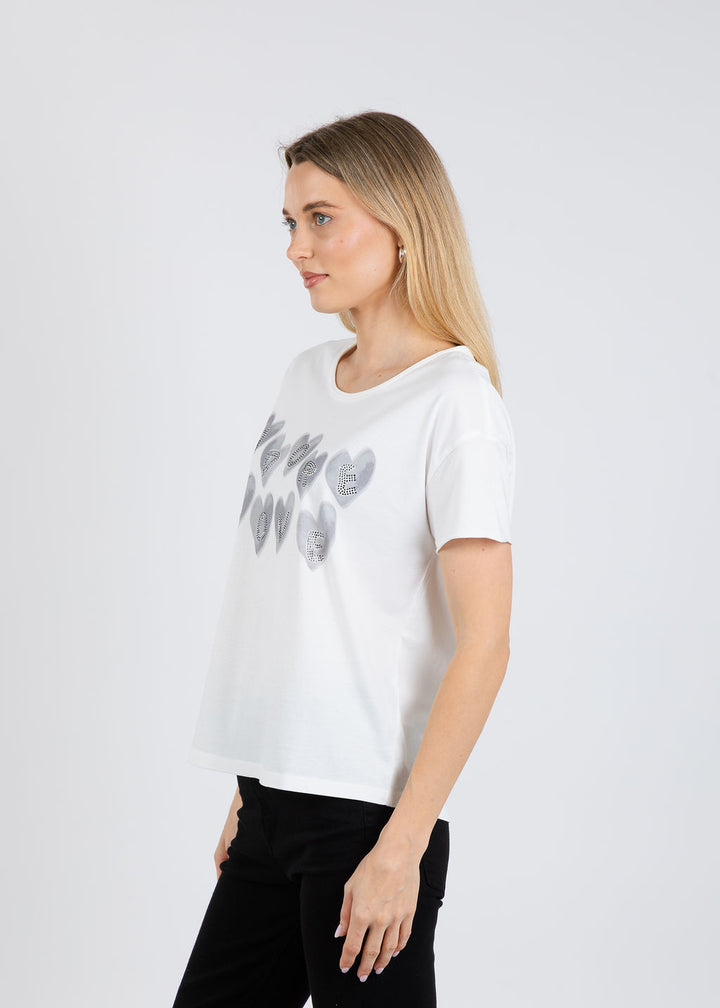 Oui Heart Adore Tee in Cloud Dancer available at Barbara Katz