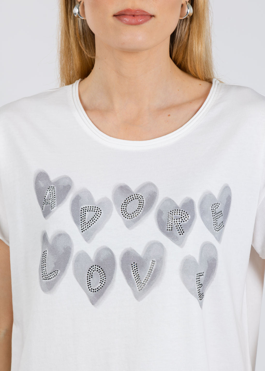 Oui Heart Adore Tee in Cloud Dancer available at Barbara Katz