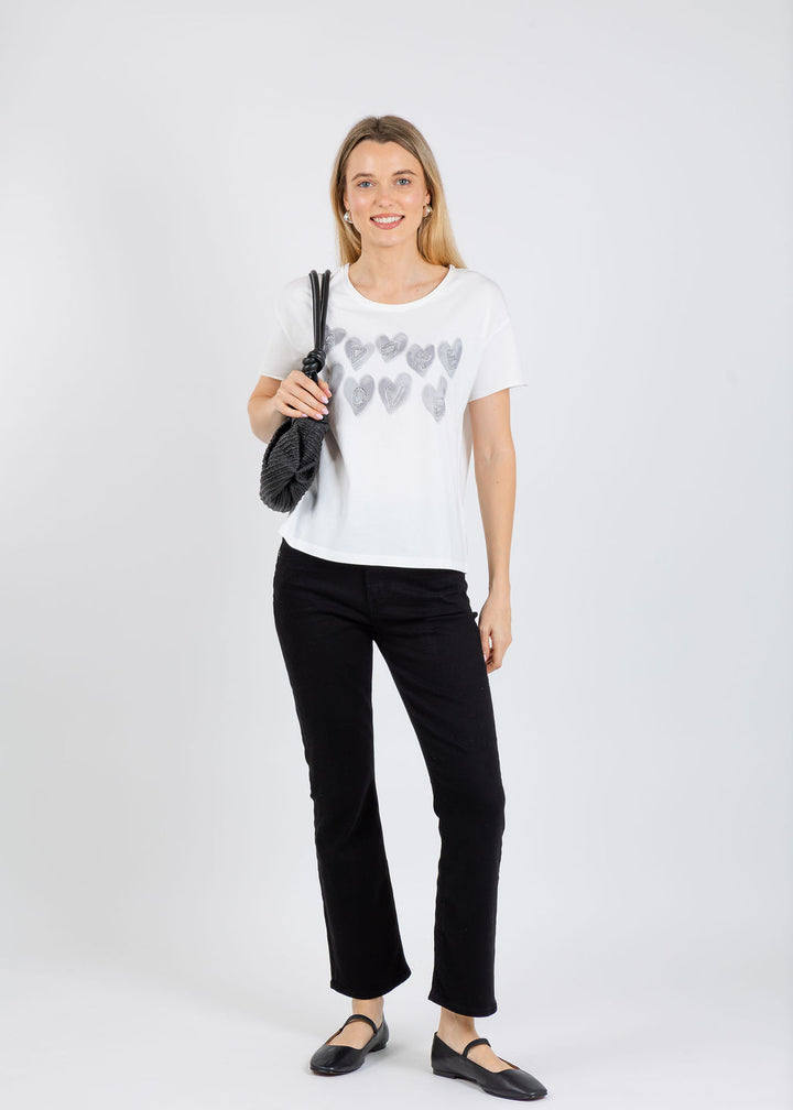 Oui Heart Adore Tee in Cloud Dancer available at Barbara Katz