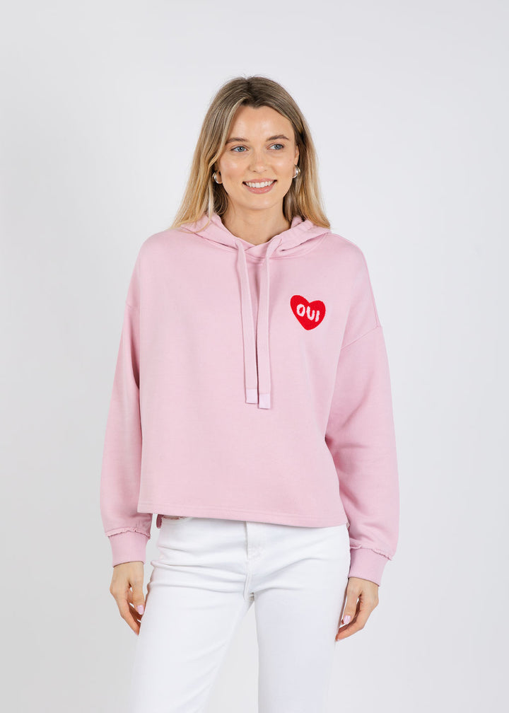 Oui Heart Sweatshirt in Bleached Mauve available at Barbara Katz