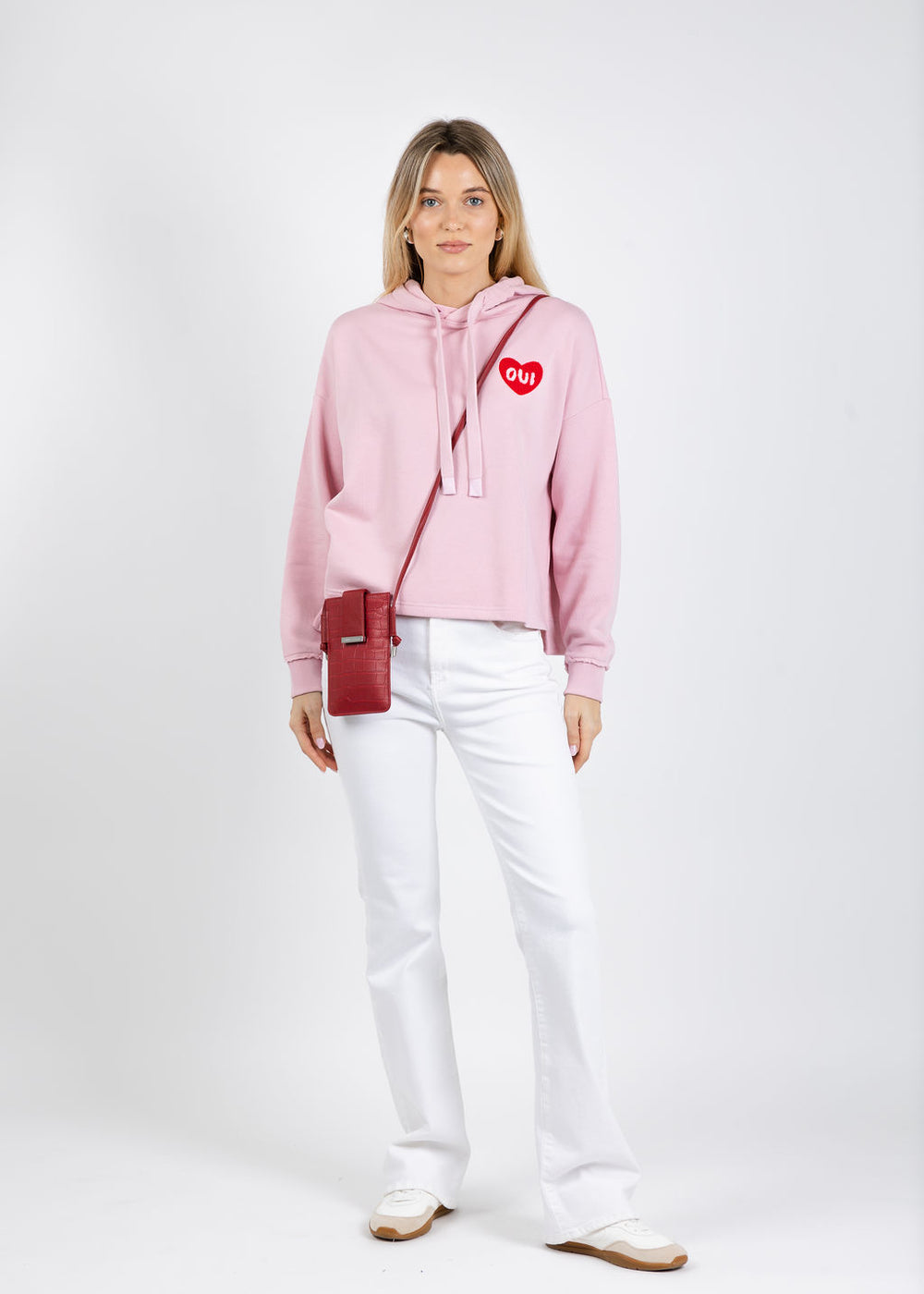 Oui Heart Sweatshirt in Bleached Mauve available at Barbara Katz
