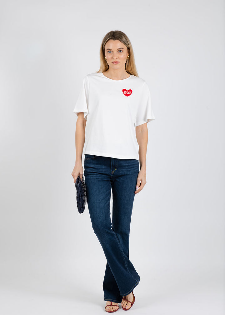 Oui Heart Tee in Cloud Dancer available at Barbara Katz