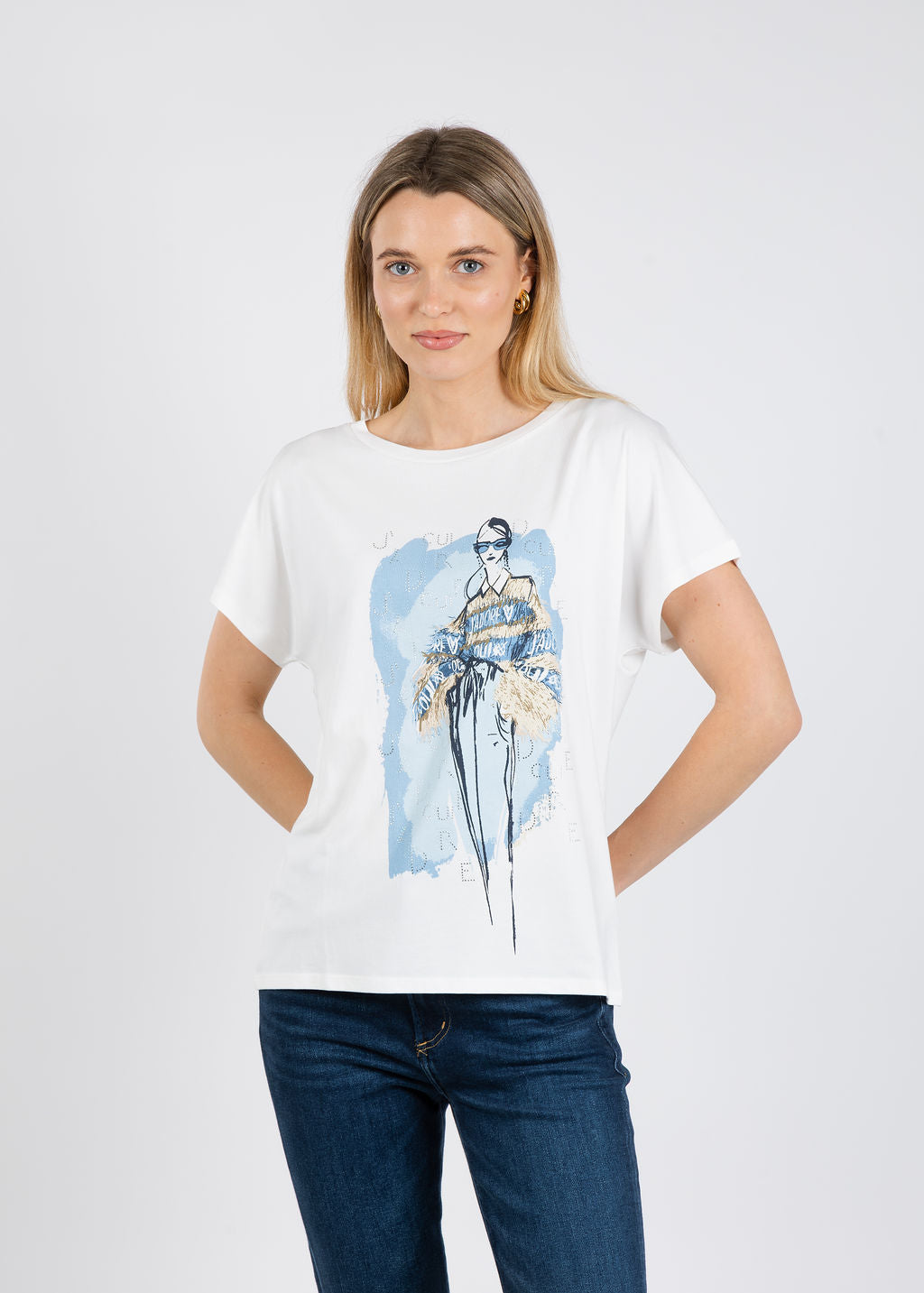 Oui J'adore Sketch Tee in Cloud Dancer available at Barbara Katz