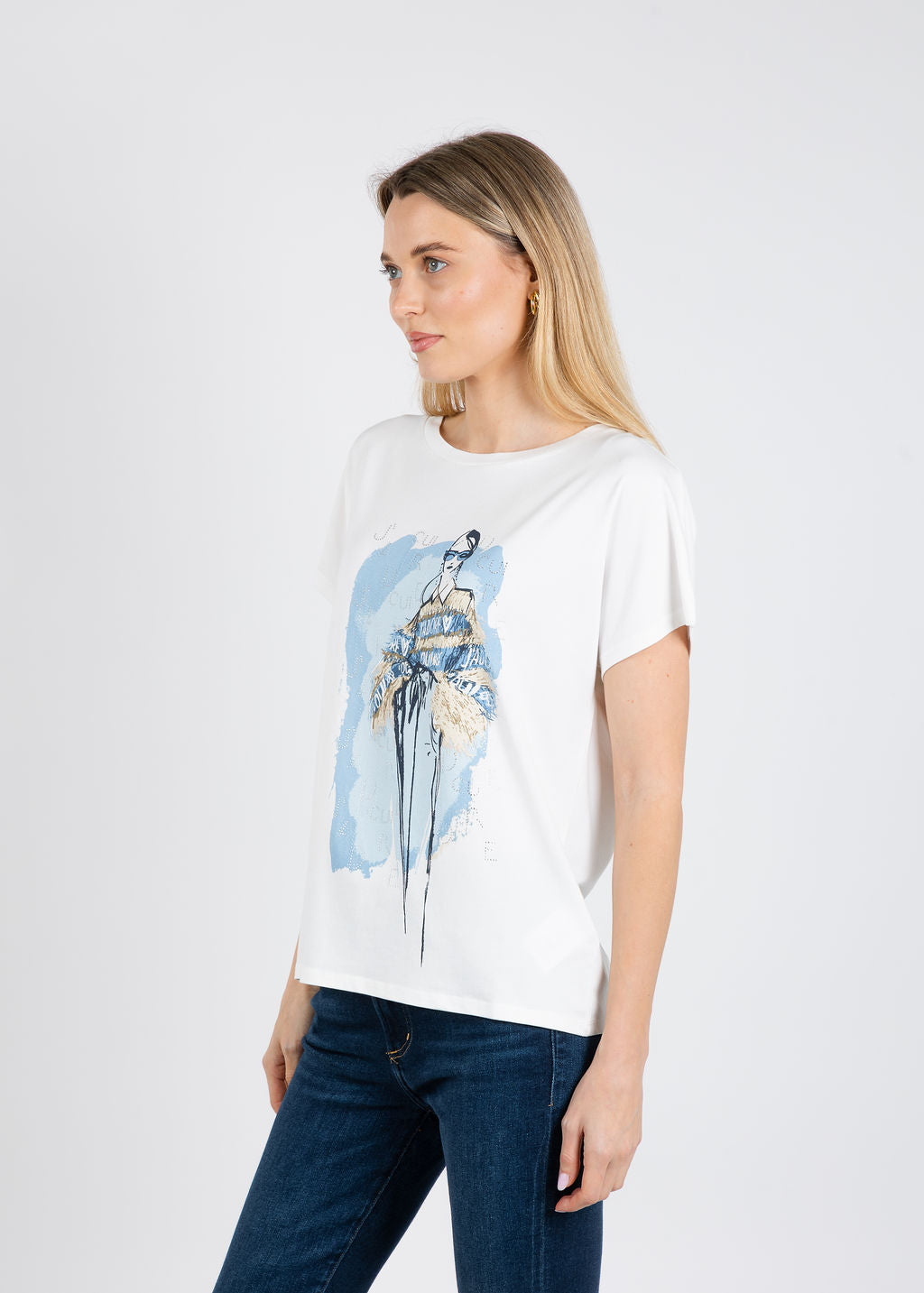 Oui J'adore Sketch Tee in Cloud Dancer available at Barbara Katz