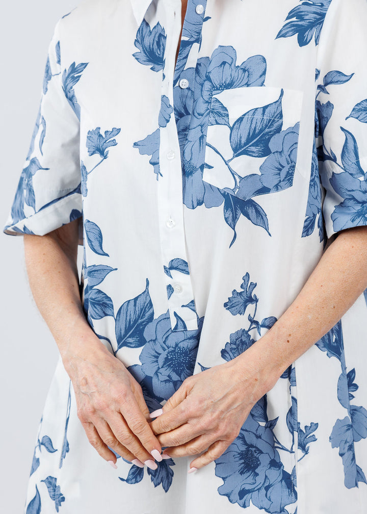 Oui Jenny Dress in Blue/White available at Barbara Katz