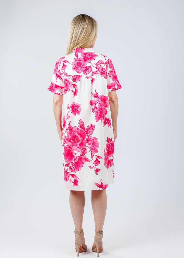 Oui Jenny Dress in Pink/White available at Barbara Katz