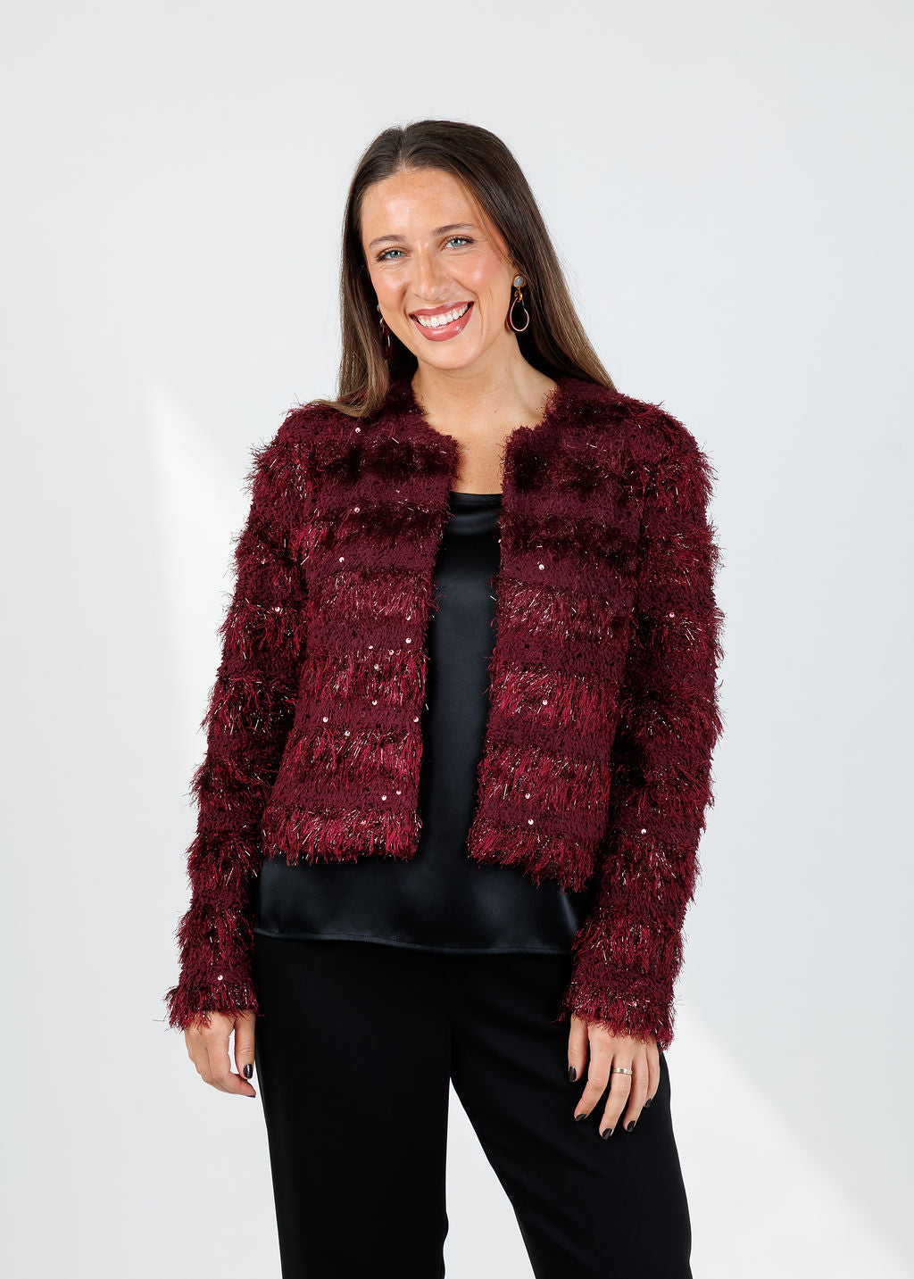 Oui Madi Party Jacket in Bramble Berry available at Barbara Katz