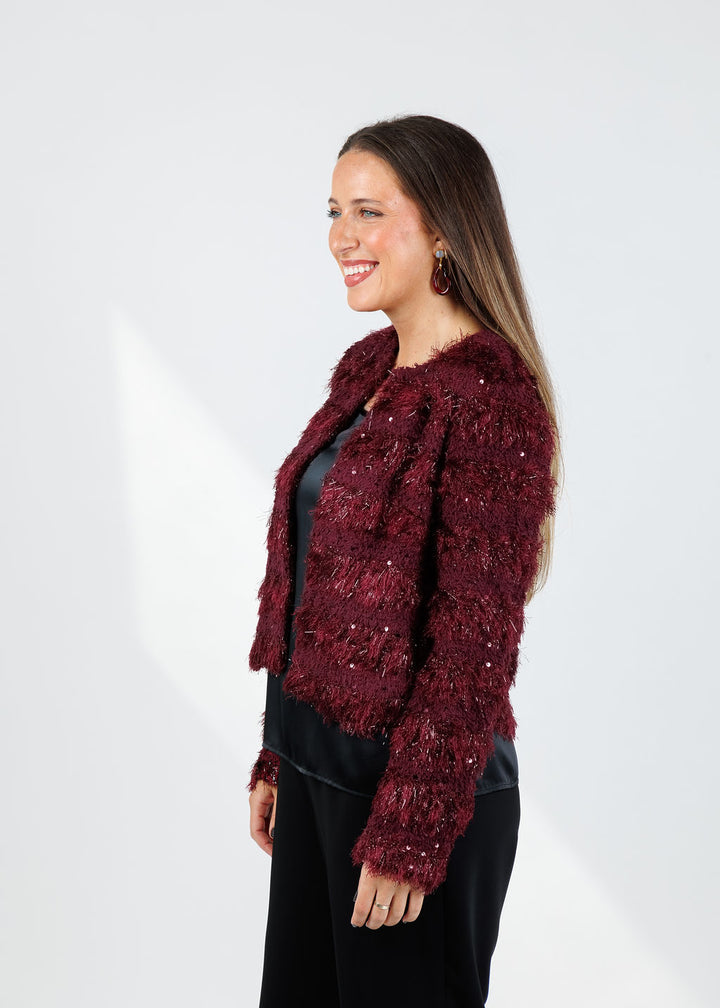 Oui Madi Party Jacket in Bramble Berry available at Barbara Katz