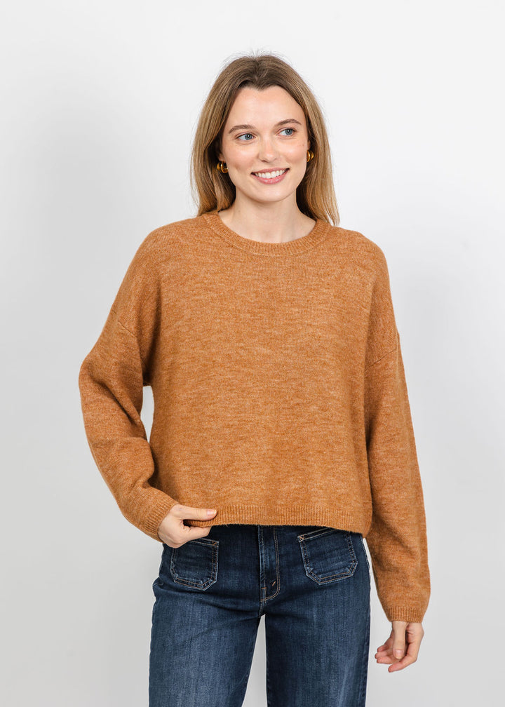Oui Nila Cozy Crew Sweater in Light Rosewood available at Barbara Katz