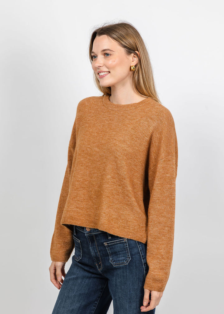 Oui Nila Cozy Crew Sweater in Light Rosewood available at Barbara Katz