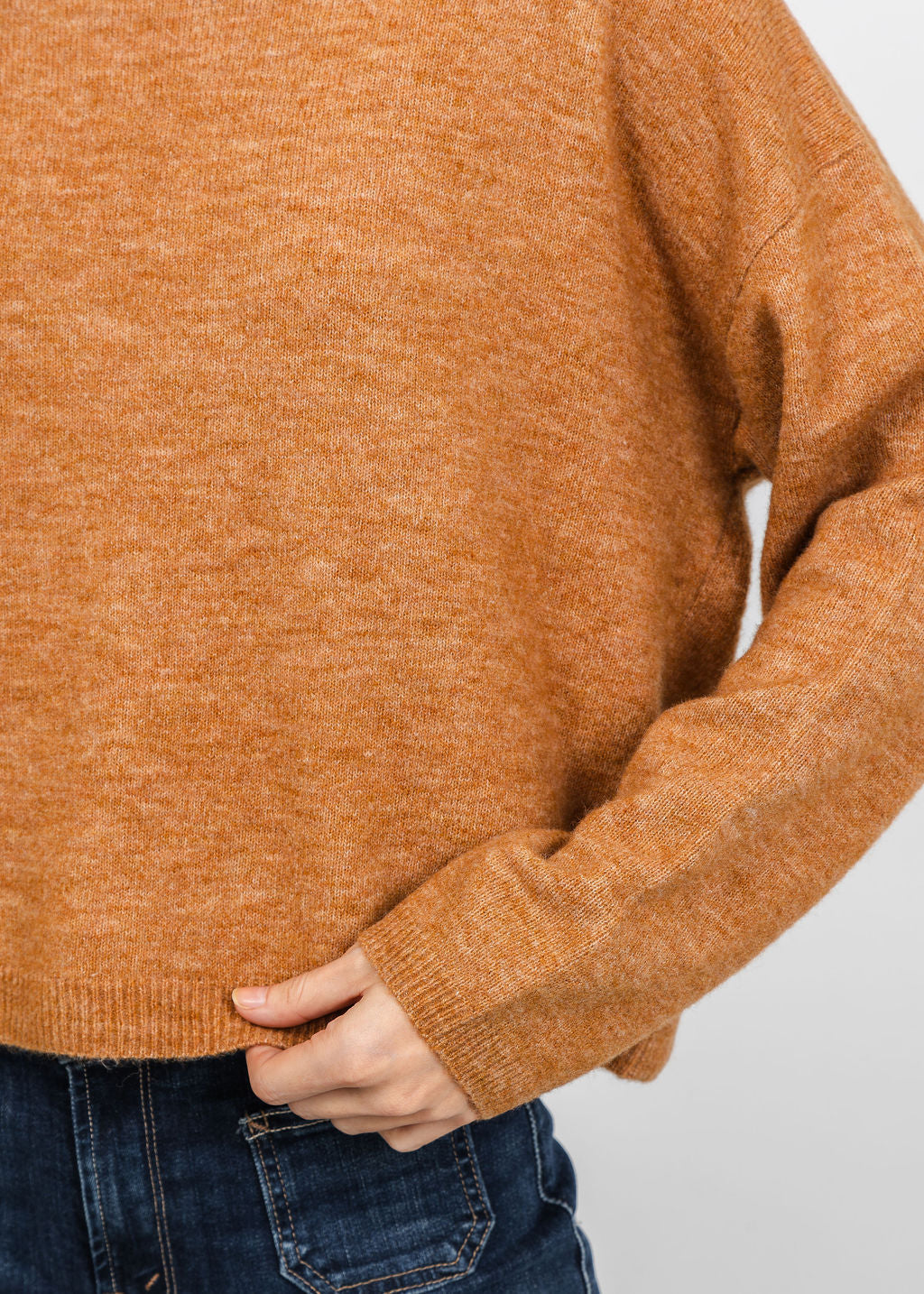 Oui Nila Cozy Crew Sweater in Light Rosewood available at Barbara Katz