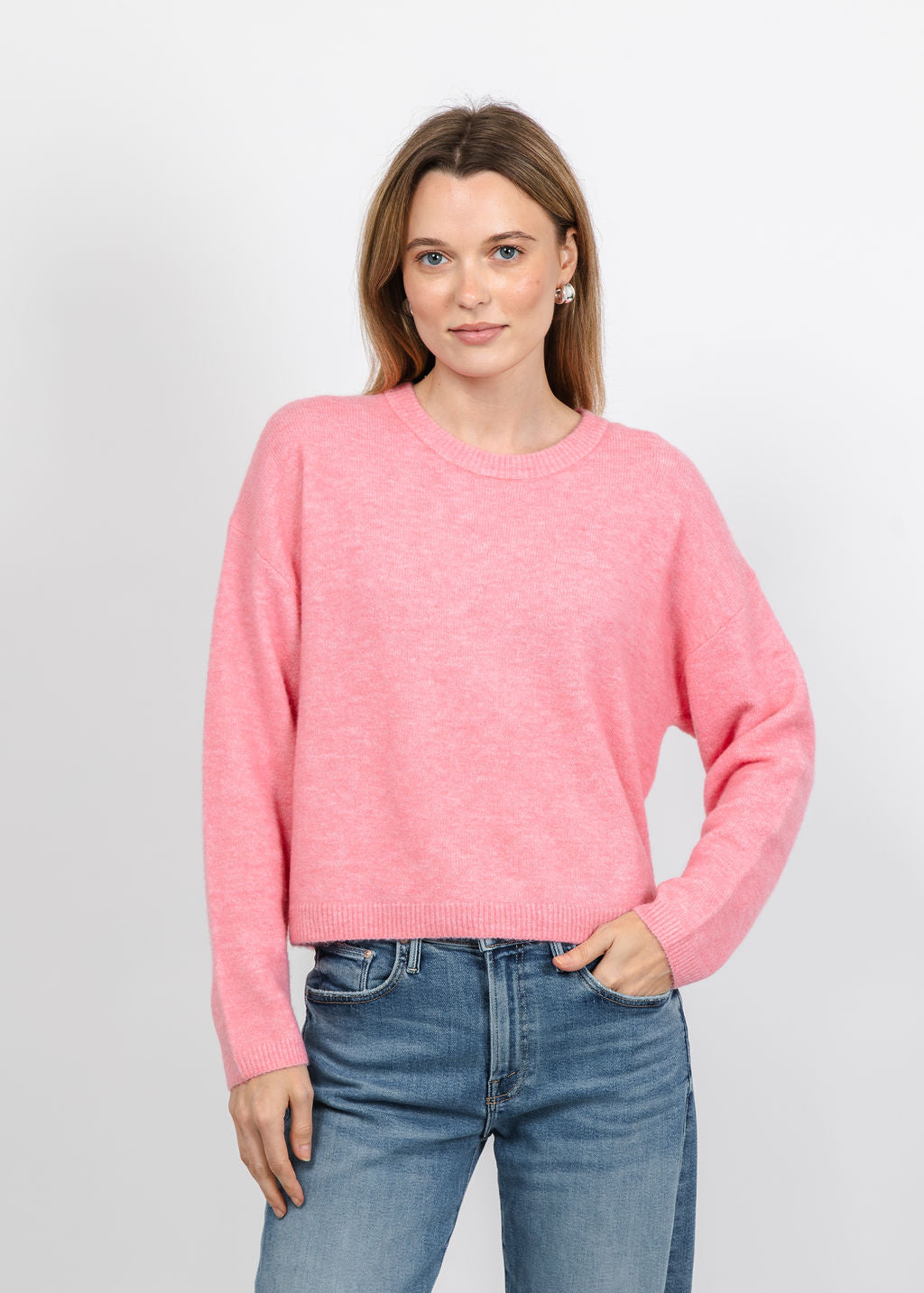 Oui Nila Cozy Crew Sweater in Rose Elegance available at Barbara Katz