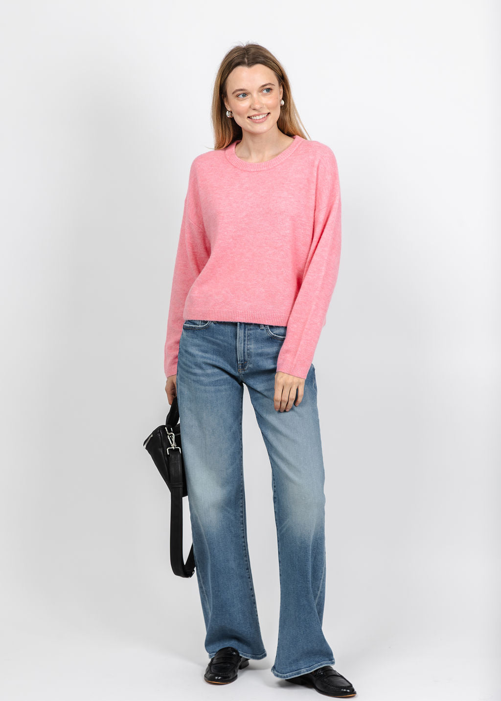 Oui Nila Cozy Crew Sweater in Rose Elegance available at Barbara Katz