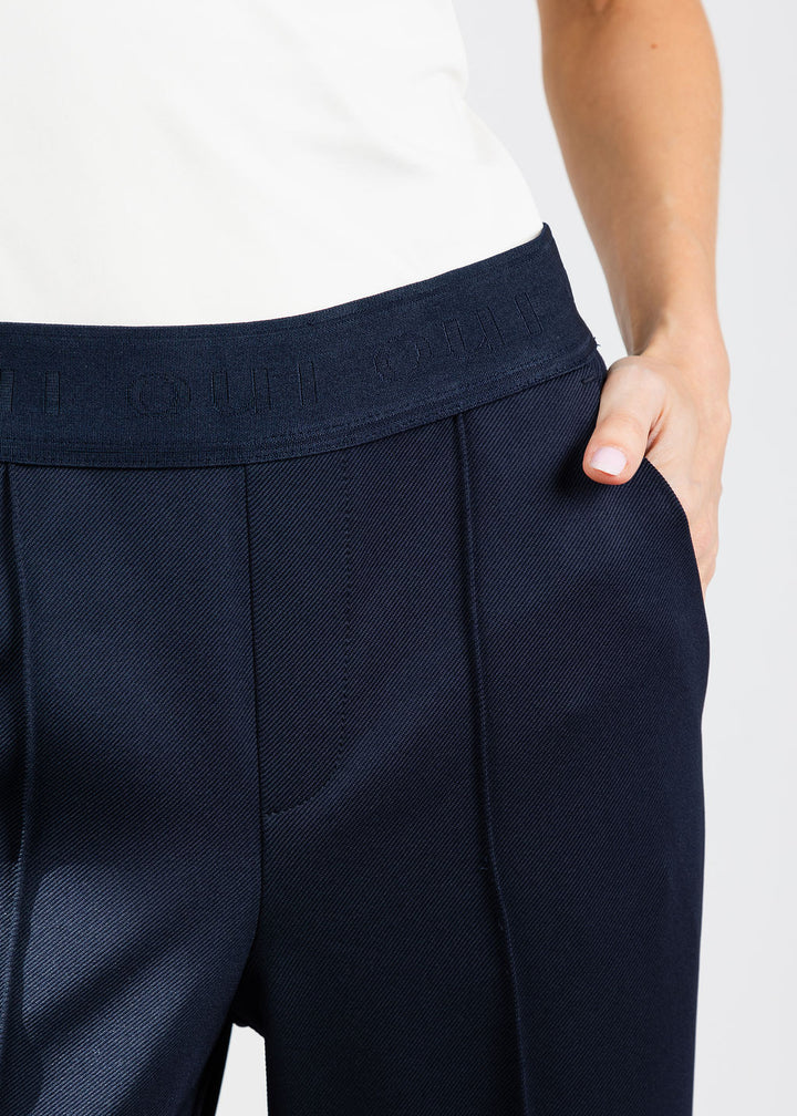 Oui Pull-On Pants in Dark Blue available at Barbara Katz