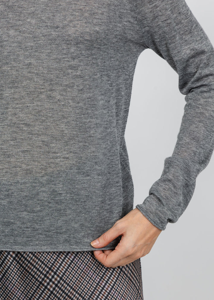 Oui Roll Turtleneck Pullover in Grey available at Barbara Katz