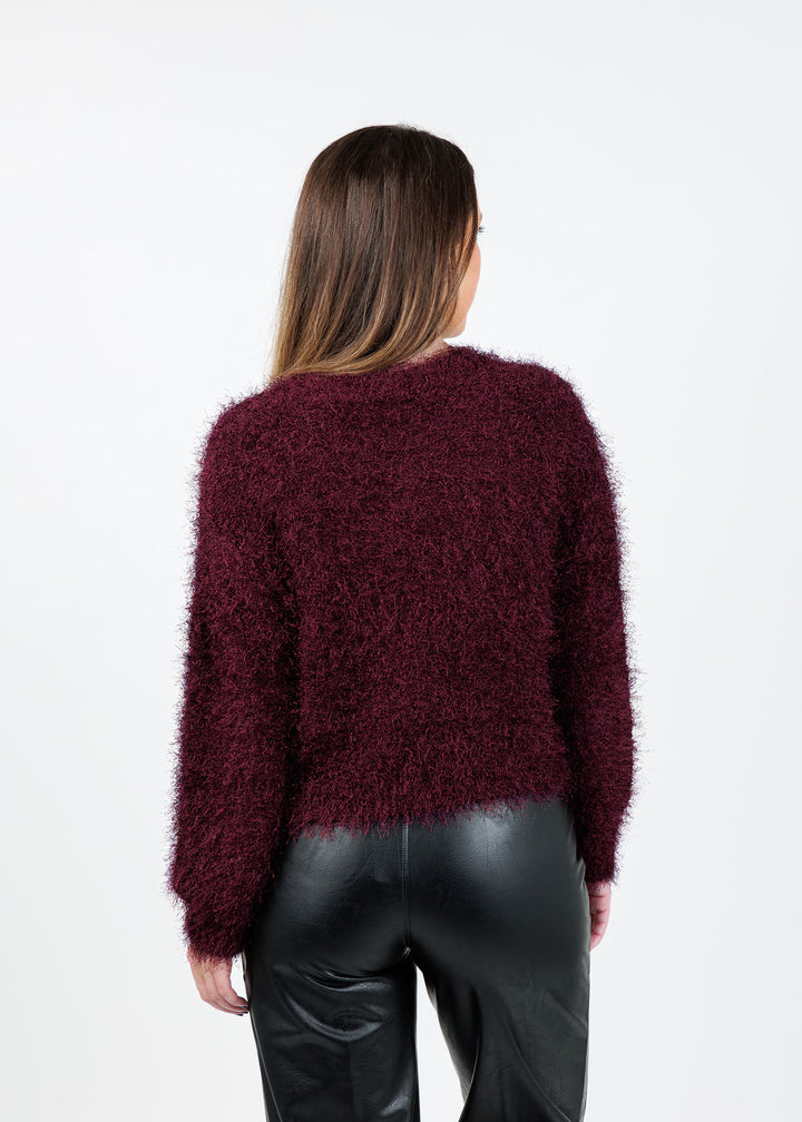 Oui Sabrina Cardigan in Bramble Berry available at Barbara Katz