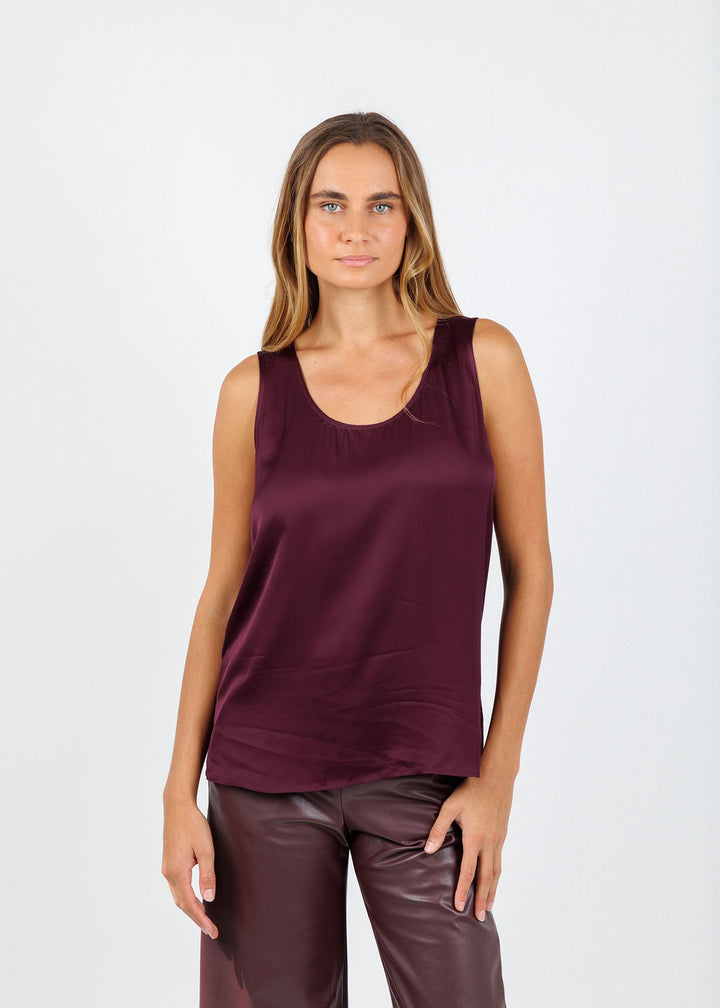 Oui Satin Tank Top in Bramble Berry available at Barbara Katz