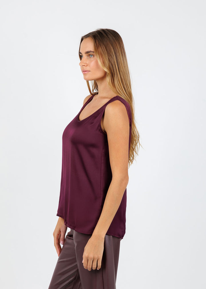 Oui Satin Tank Top in Bramble Berry available at Barbara Katz