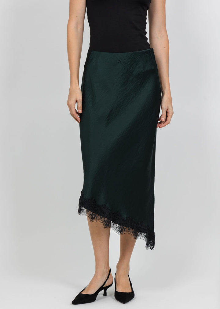 Oui Silk/Lace Skirt in Scarab available at Barbara Katz