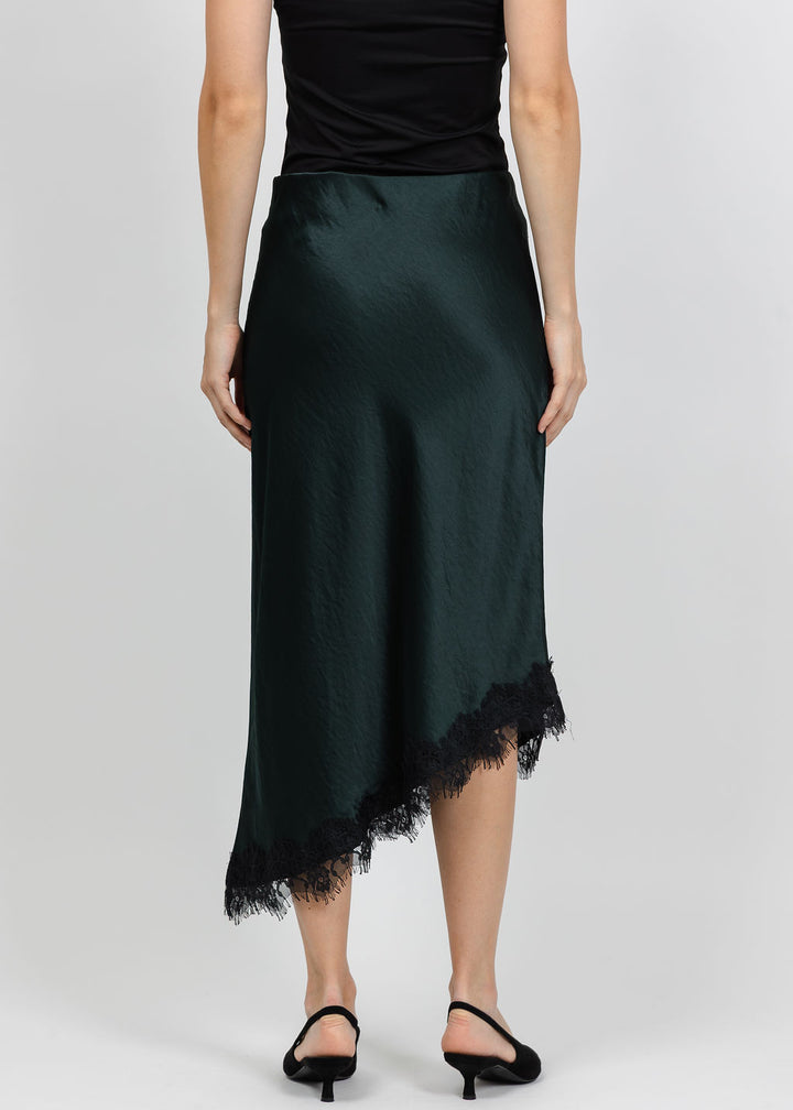 Oui Silk/Lace Skirt in Scarab available at Barbara Katz