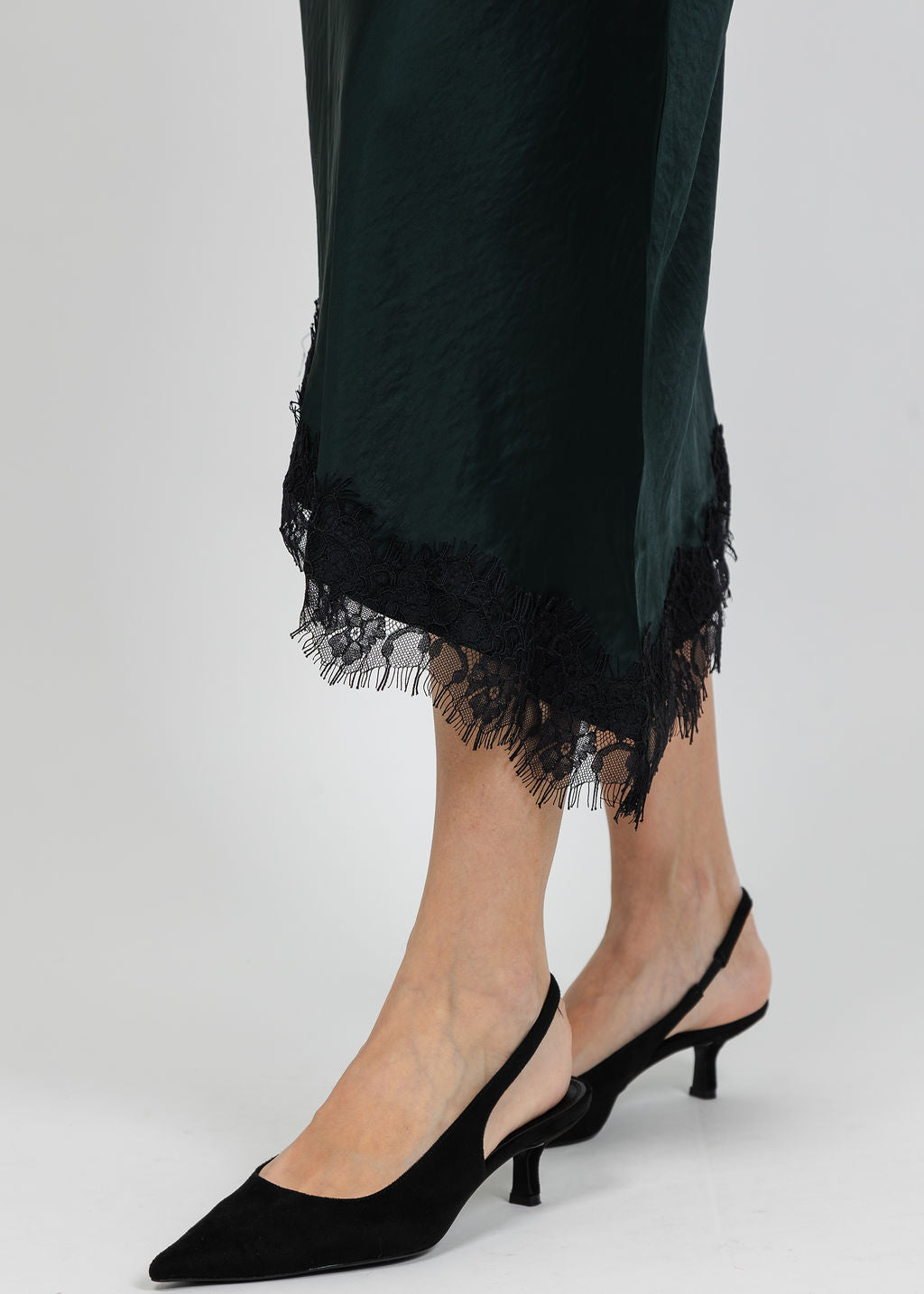 Oui Silk/Lace Skirt in Scarab available at Barbara Katz