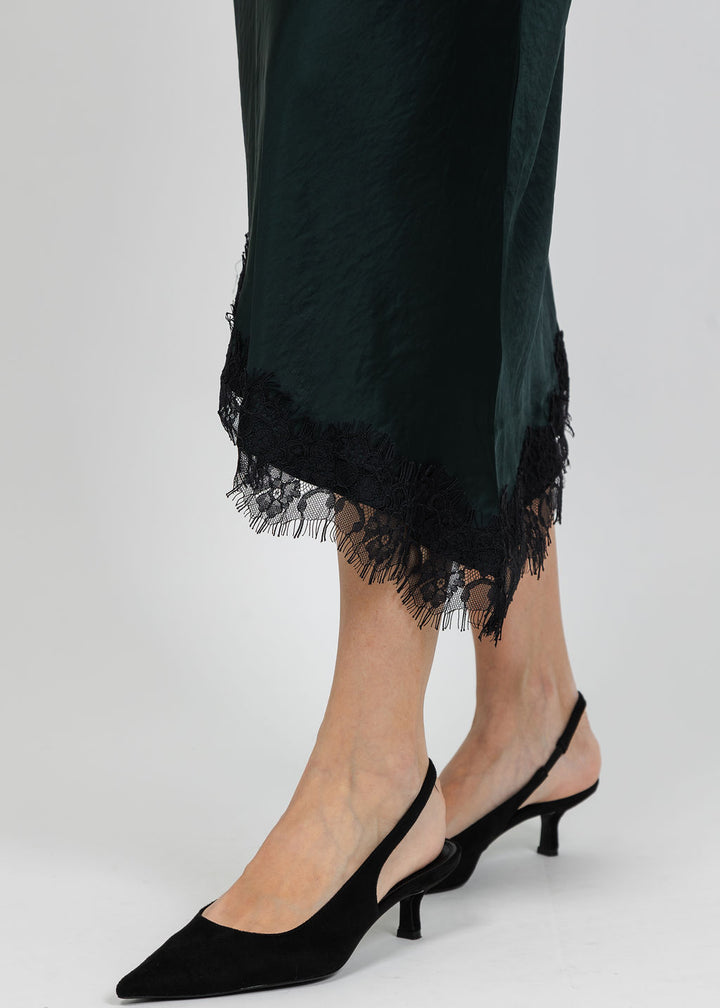Oui Silk/Lace Skirt in Scarab available at Barbara Katz