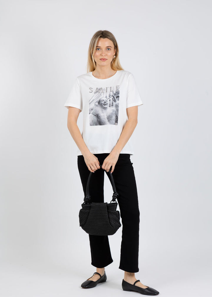 Oui Smile Tee in Cloud Dancer available at Barbara Katz