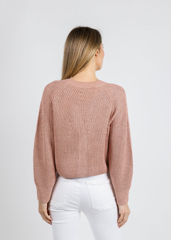 Oui Sparkle Knit Cardigan in Dusty Rose available at Barbara Katz
